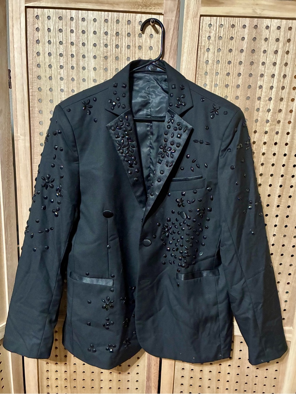 Olibexley Embellished Black Men's Evening Blazer Size M